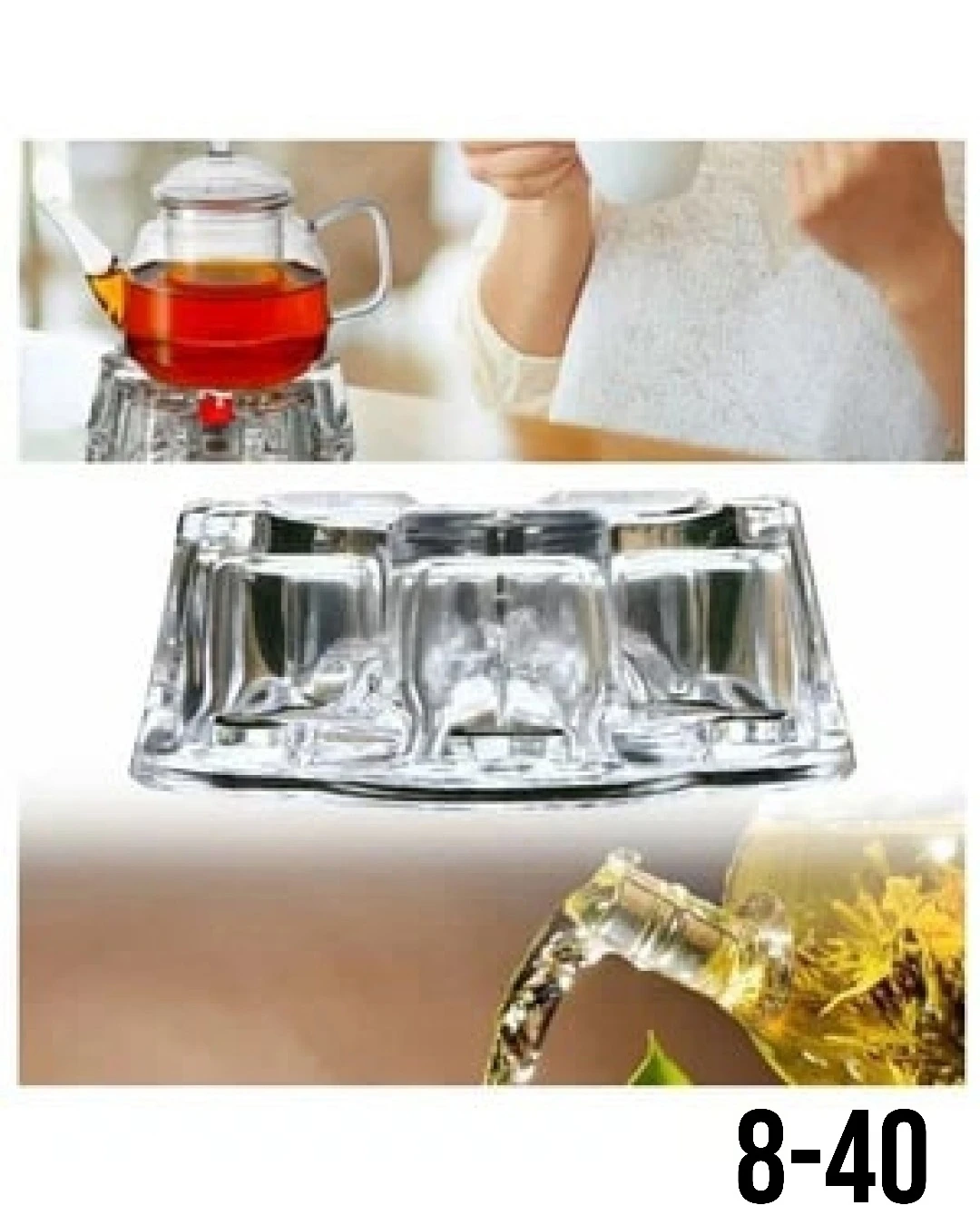 Стеклянная подставка для подогрева чайника свечой