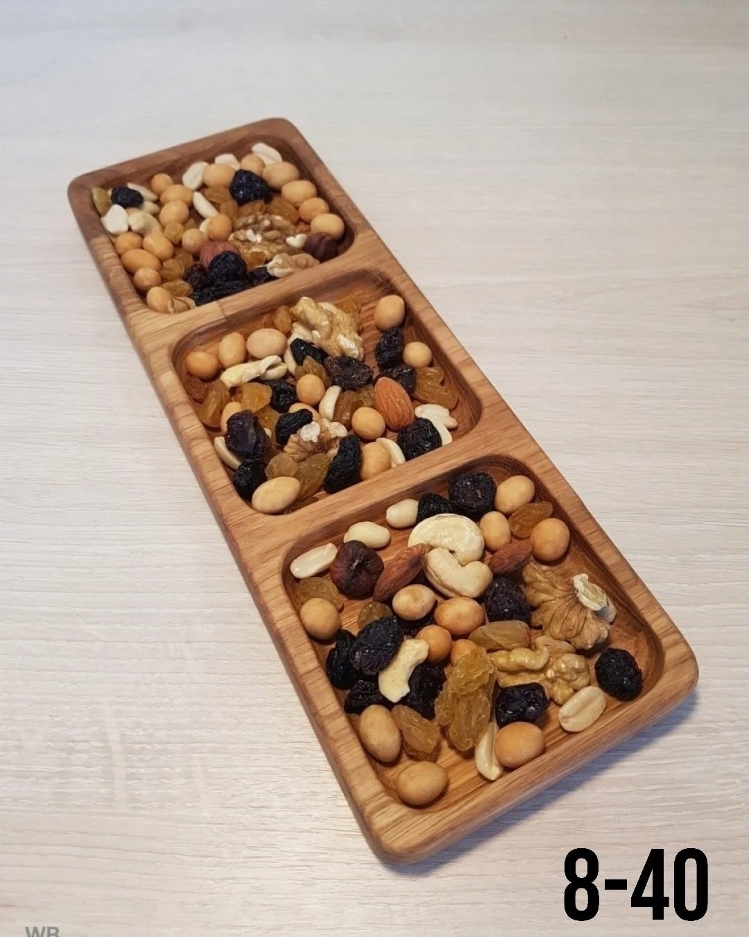 Менажница деревянная прямоугольная на 3 секции