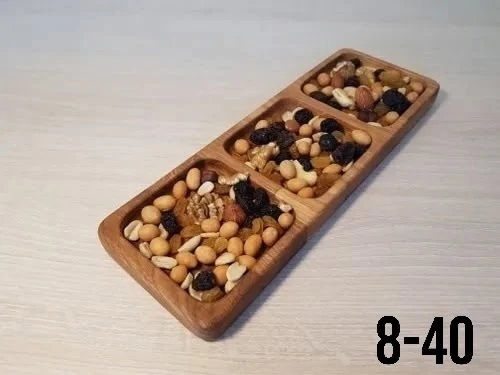 Менажница деревянная прямоугольная на 3 секции