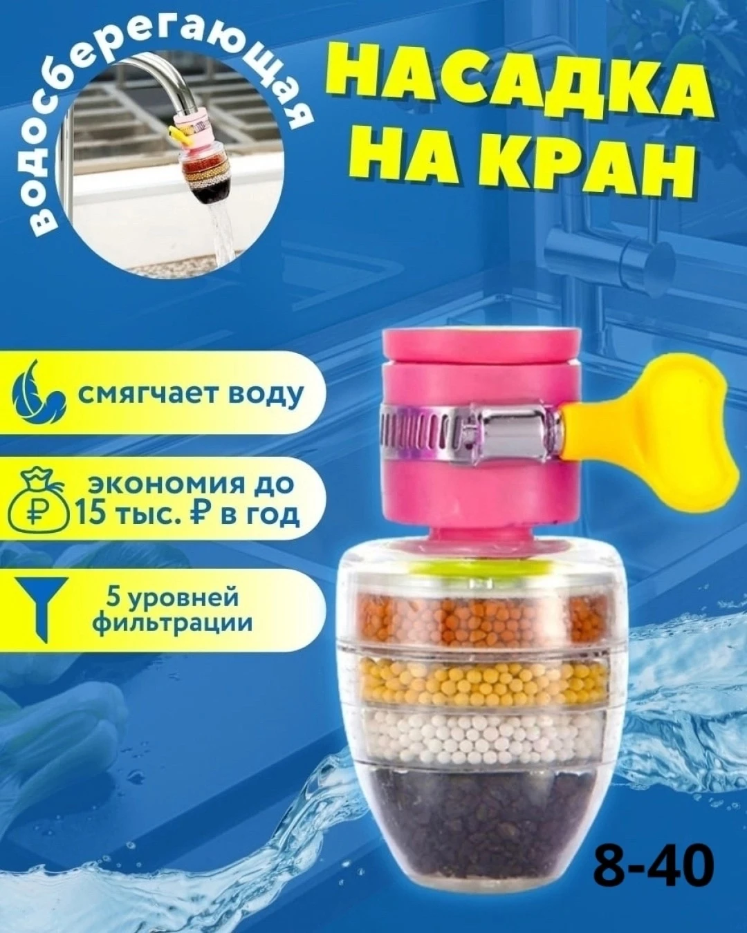 Насадка на кран с фильтрацией водосберегающая для смесителя аэратор, рассеиватель для экономии воды