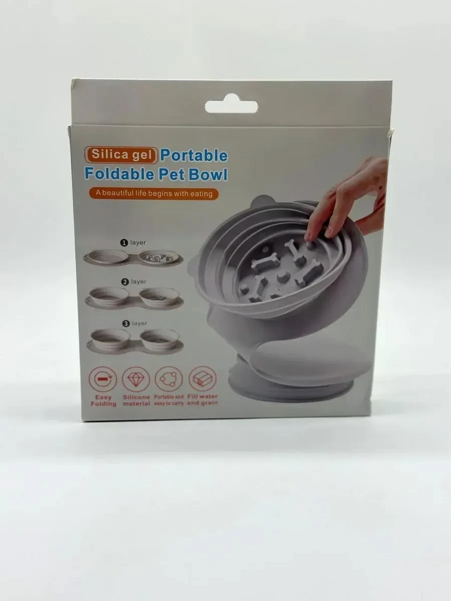 Складная силиконовая миска для домашних животных